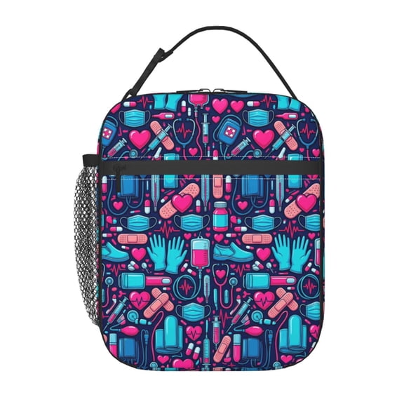 Nurse Lunch Bag For Women, Nurse Theme Lunch Bag For Women, Insulated Lunch Box Tote Bag Reusable Cooler Lunch Box For Nurse Gifts For Office Work Picnic Travel Camping