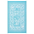 thumbnail image 3 of Nanan 8x10 Outdoor Rug, Waterproof Plastic Straw Rug, Botanical Pattern Outdoor Rug for Patio Deck Picnic Beach Backyard RV, Light Blue White, 3 of 8