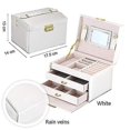 thumbnail image 2 of Jewellery Box, 3 Layers Pu Leather Jewelry Storage Box With Mirror And Lock, Drawer Type, For Storing Rings, Bracelets, Earrings, Necklaces, Synthetic, 2 of 5
