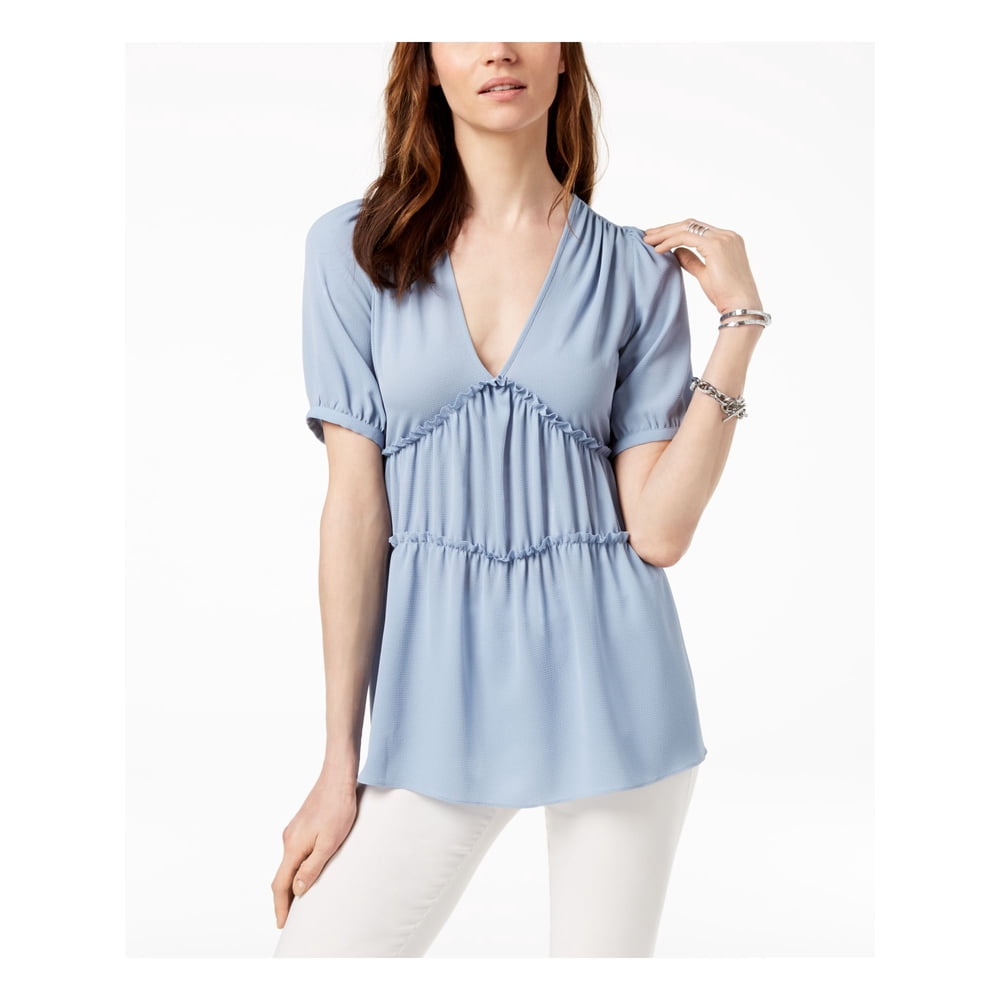 light blue v neck top