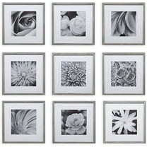 Gallery Perfect 9 Pieces 12' x 12' Square Wall Picture Frame Set with Hanging Template -Gray