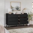thumbnail image 6 of Walker Edison 33” Mid-Century Modern Groove Handle 6-Drawer Wood Dresser, Black, 6 of 27