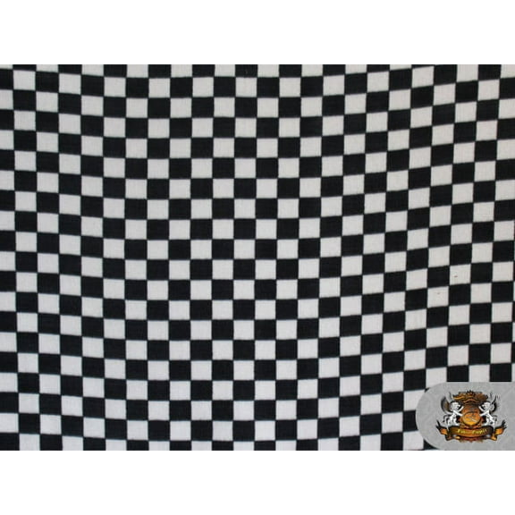 Fleece Printed Fabric Checkers Black / 58" Wide / Sold by the yard S-138