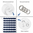 thumbnail image 3 of Polyester Fabric Navy Blue Stripe Shower Curtain, Modern Simple Geometric White Striped Waterproof Bathtub Curtain Bathroom Decor Set with Hooks 36 x 72 Inches, 3 of 6