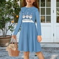 thumbnail image 2 of DISNIMO Girls Merry Christmas Dress Girls 7-8 Fall Dresses for Kids Girls Blue Long Sleeve Dress for Girls Swing Midi Dress Girls Twirling Dress with Collar Girl Dress Skater Dress Kids Children, 2 of 7