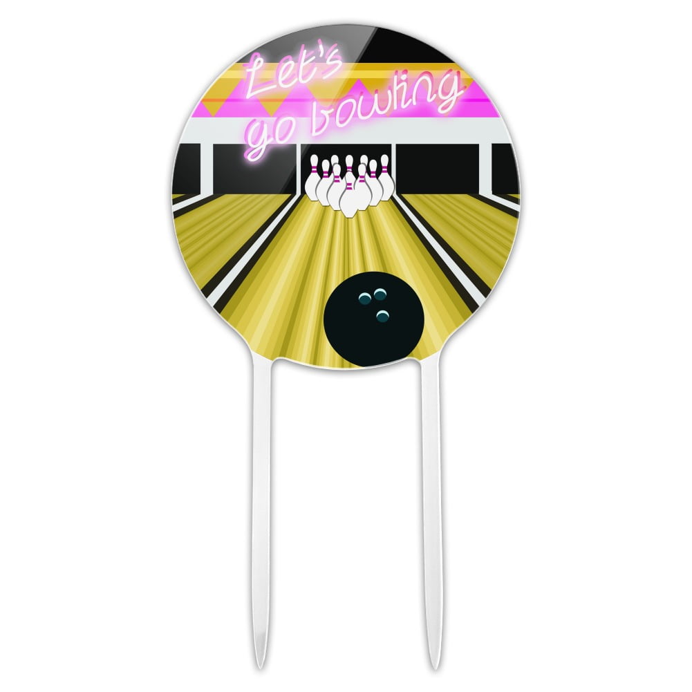 Acrylic Bowling Alley Ball Pins Cake Topper Party Decoration for Wedding Anniversary Birthday Graduation