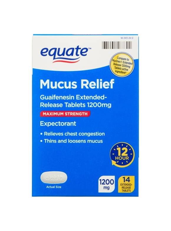 Equate Maximum Strength Mucus Relief Expectorant, 14 Tablets