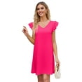 thumbnail image 2 of Summer Dresses for Women V Neck Cap Sleeve Casual Mini Dress Rose Red L, 2 of 8