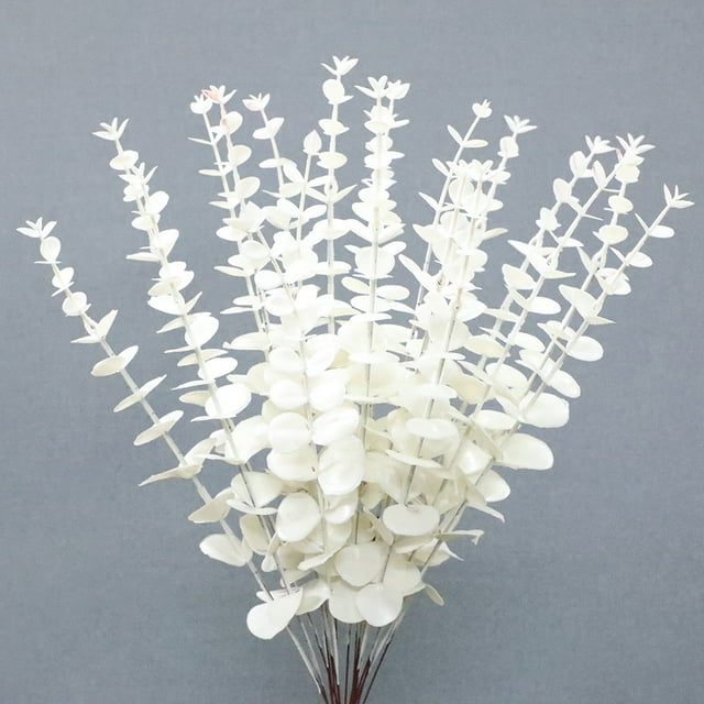 Xiao Hua 24 tallos artificiales de eucalipto con hojas de tacto real, ideales para ramos de boda, centros de mesa y decoración del hogar (verdes)