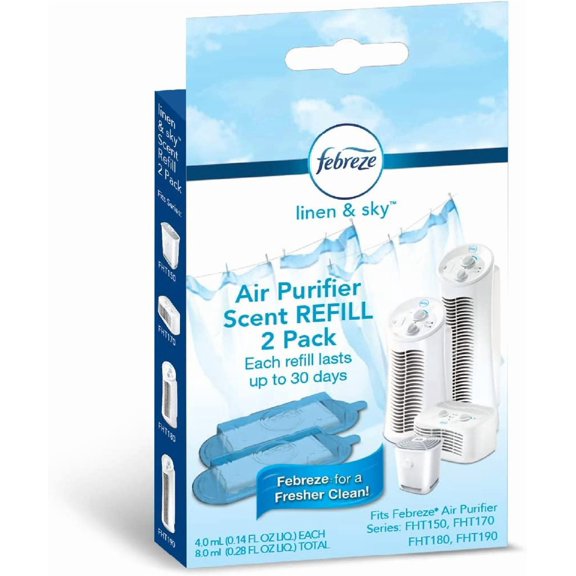 Febreze Linen & Sky Air Purifier Scent Refill Cartridge, 2-Pack, White, 2 Per Pack