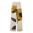 thumbnail image 4 of PEXLYCLU Lounge Pants Women, Boho Pants, Womens Lounge Pants, Boho Wide Leg Pants for Women Flowy Drawstring Floral Palazzo Pants Baggy Tropical Hawaiian Pull On Beach Pant, Khaki S, 4 of 8