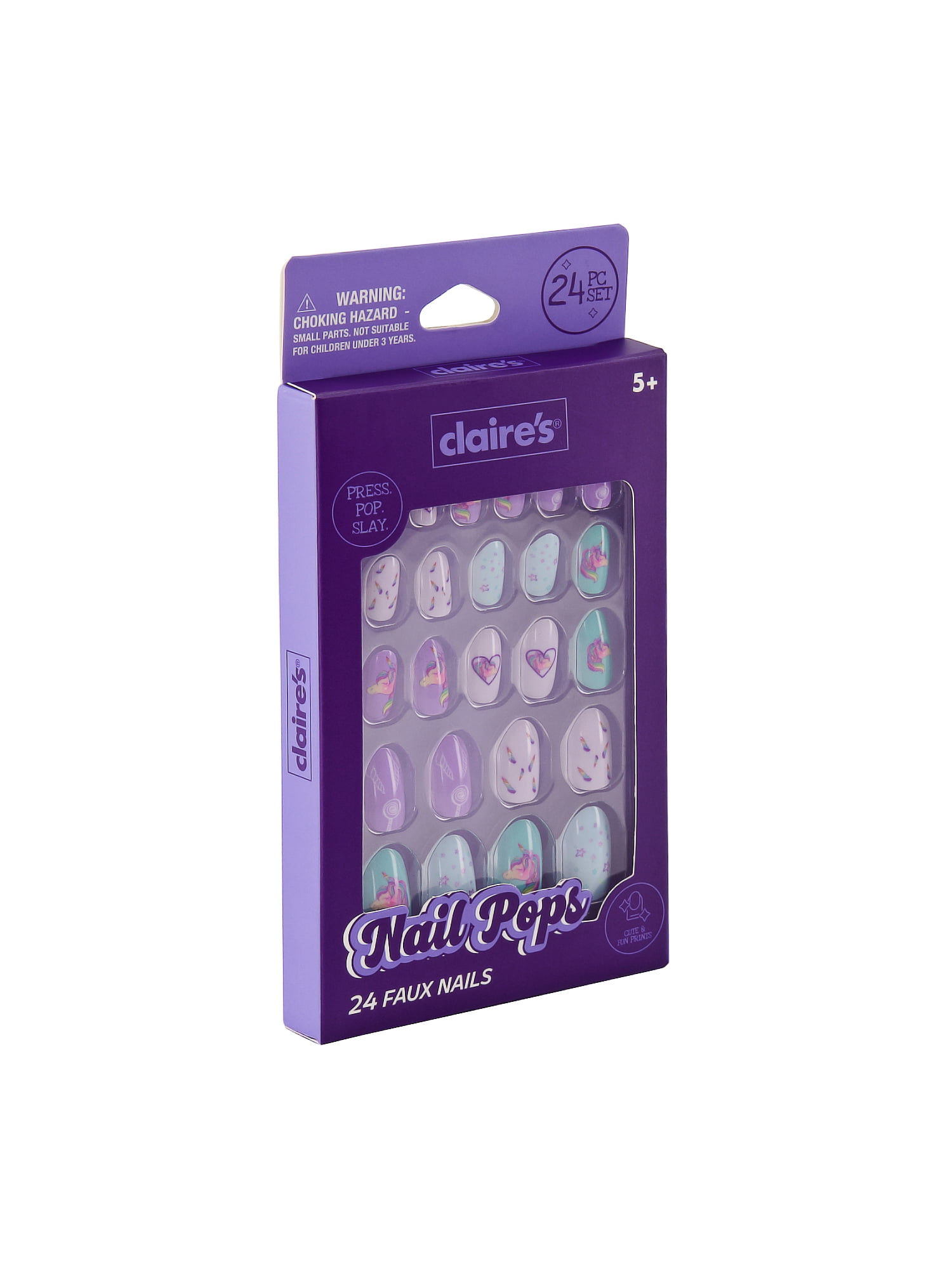 Claire's Unicorn Lavender Oval Shaped Press-on Nails, 24 Nails