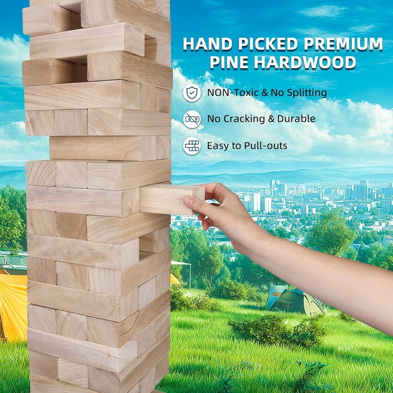 Giant Tumble Tower Game, Wooden Blocks, 54 Pieces photo 8