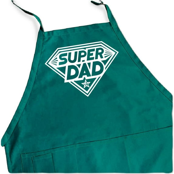 ApronMen BBQ Apron - Super Dad Superhero - Funny Cooking Apron For Men With Pockets (Teal)