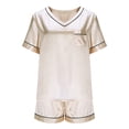 thumbnail image 7 of FAHXNVB Womens Silk Satin Pajama Sets 2 Piece Short Sleeve Lounge Set Soft Pjs V Nek Sleepwear Tops and Shorts Set S-XXL, 7 of 7