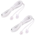 thumbnail image 1 of 2 Pcs 6P2C RJ11 Telephone Phone Fax Modem Line Cable White 1.9M 6.2 Ft, 1 of 4
