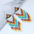 thumbnail image 3 of Jiaroswwei Women Bohemian Long Beaded Tassel Drop Dangle Hook Earrings Party Jewelry Gift, 3 of 8
