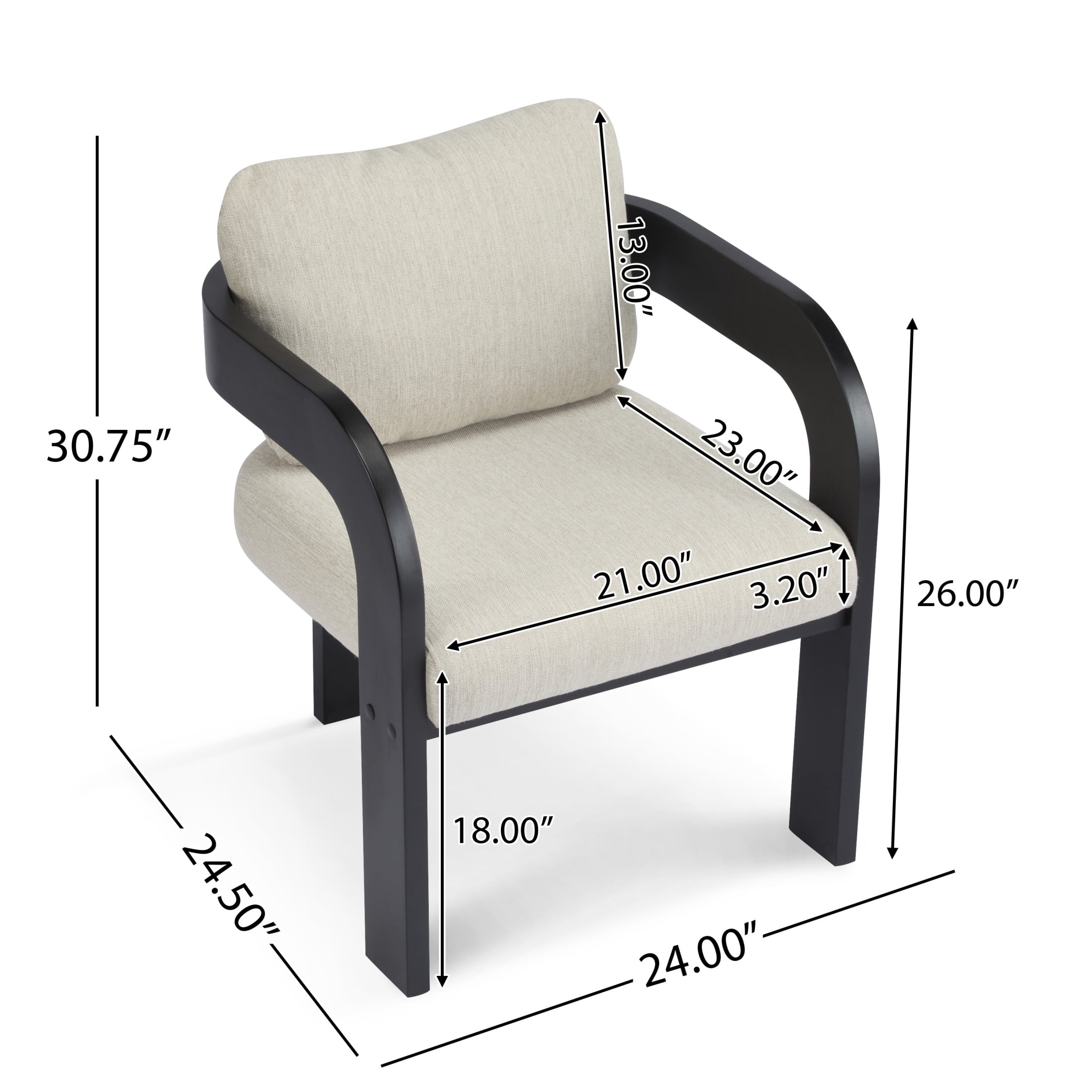 Christopher Knight Home Upholstered Dining Chairs with Curved Backrest, Beige + Black, Set of 2