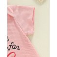 thumbnail image 6 of WIBACKER Ribbed Knit Romper and Headband Outfit Set for Newborn Baby Girls Infant Baseball Fan Short Sleeve Jumpsuit Summer Coming Home Clothes, 6 of 7