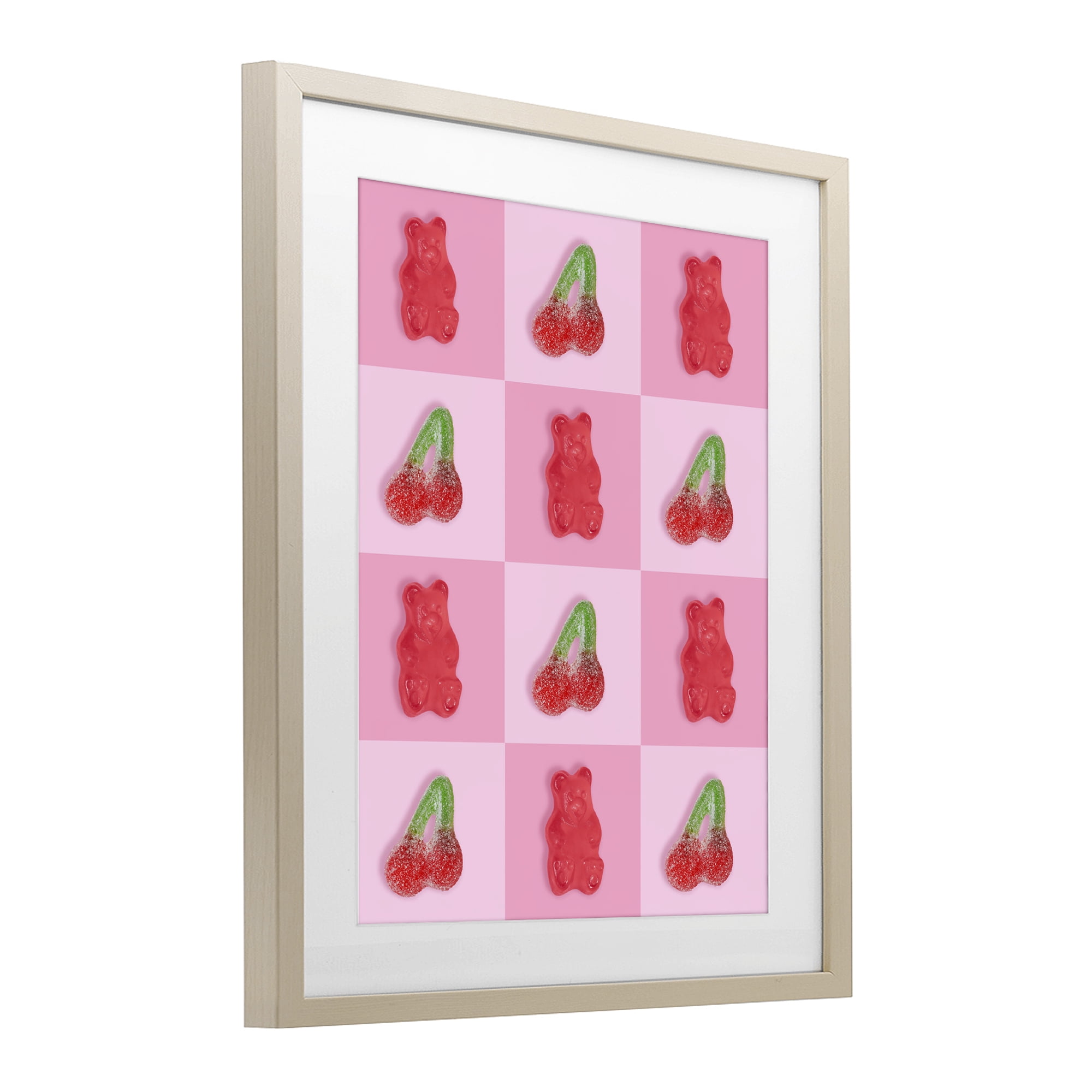 Stupell Industries Gummy Bears and Cherries Grid Birch Framed Print Under Glass, design by LISH Creative