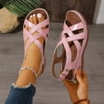 thumbnail image 5 of SACFOF Women's Beach Criss Cross Low Wedge Shoes Summer Dressy Platform Flats Buckle Ankle Strap Open Toe Wedges Walking Comfy Casual Buckle Sandals, 5 of 6