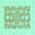 thumbnail image 1 of Ahgly Company Indoor Square Oriental Turquoise Blue Traditional Area Rugs, 5' Square, 1 of 4
