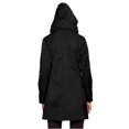 thumbnail image 4 of RAINFOREST WOMENS RUCHED FRONT HIDDEN HOOD TRAVEL RAIN JACKET (Black,X-Small), 4 of 4