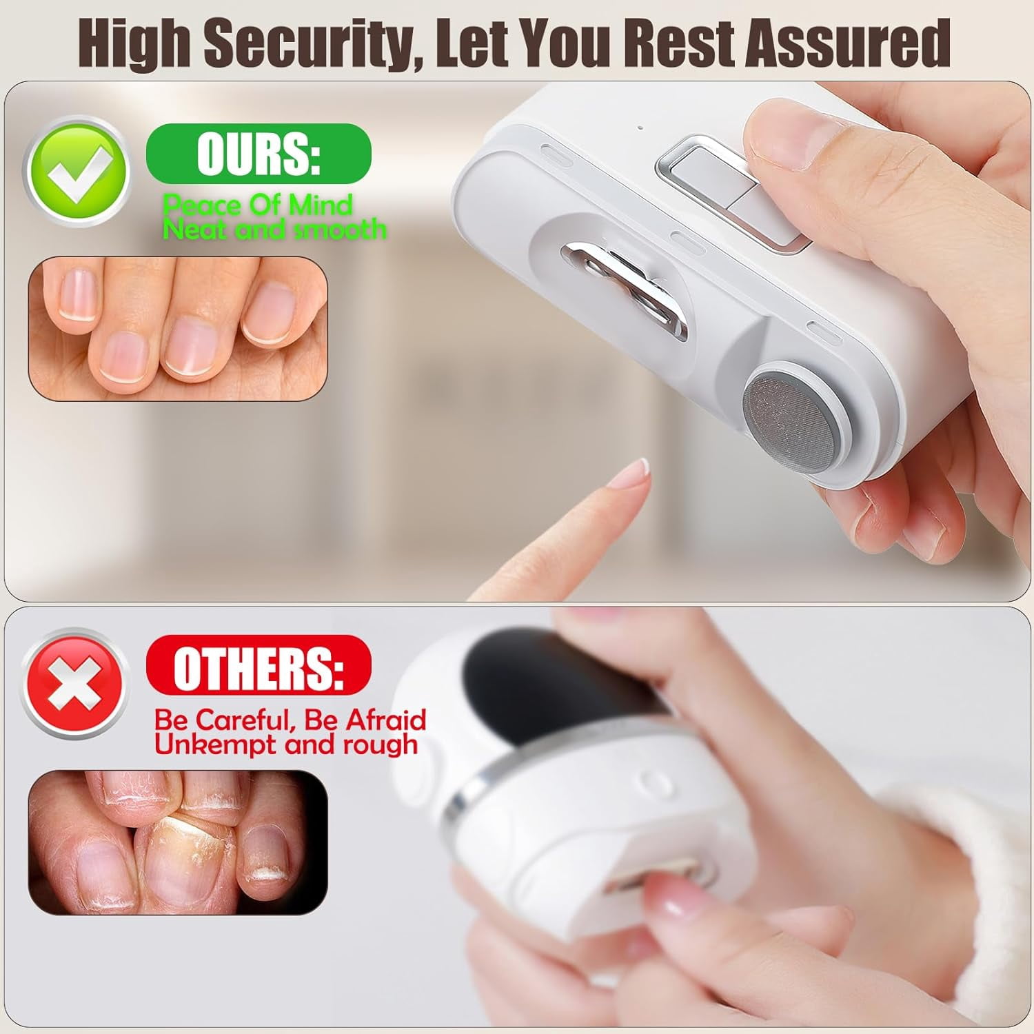 Automatic Nail Clipper with Nail File, Electric Baby Nail Clippers with Light, Rechargeable Nail Clippers with Catcher, Electric Nail File for Baby, Kids, Seniors, Caregivers