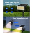 thumbnail image 6 of Solar Spot Lights Outdoor Waterproof  IP65, 100 LEDs 4 Lighting Modes, High Efficiency Monocrystalline Silicon, Auto On/Off Solar Landscape Spotlights for Garden Yard Pathway, Warm White, 6 of 12