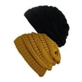 thumbnail image 1 of Bonnet Tricoté pour Femmes (Lot de 2), Noir/moutarde, 1 of 1