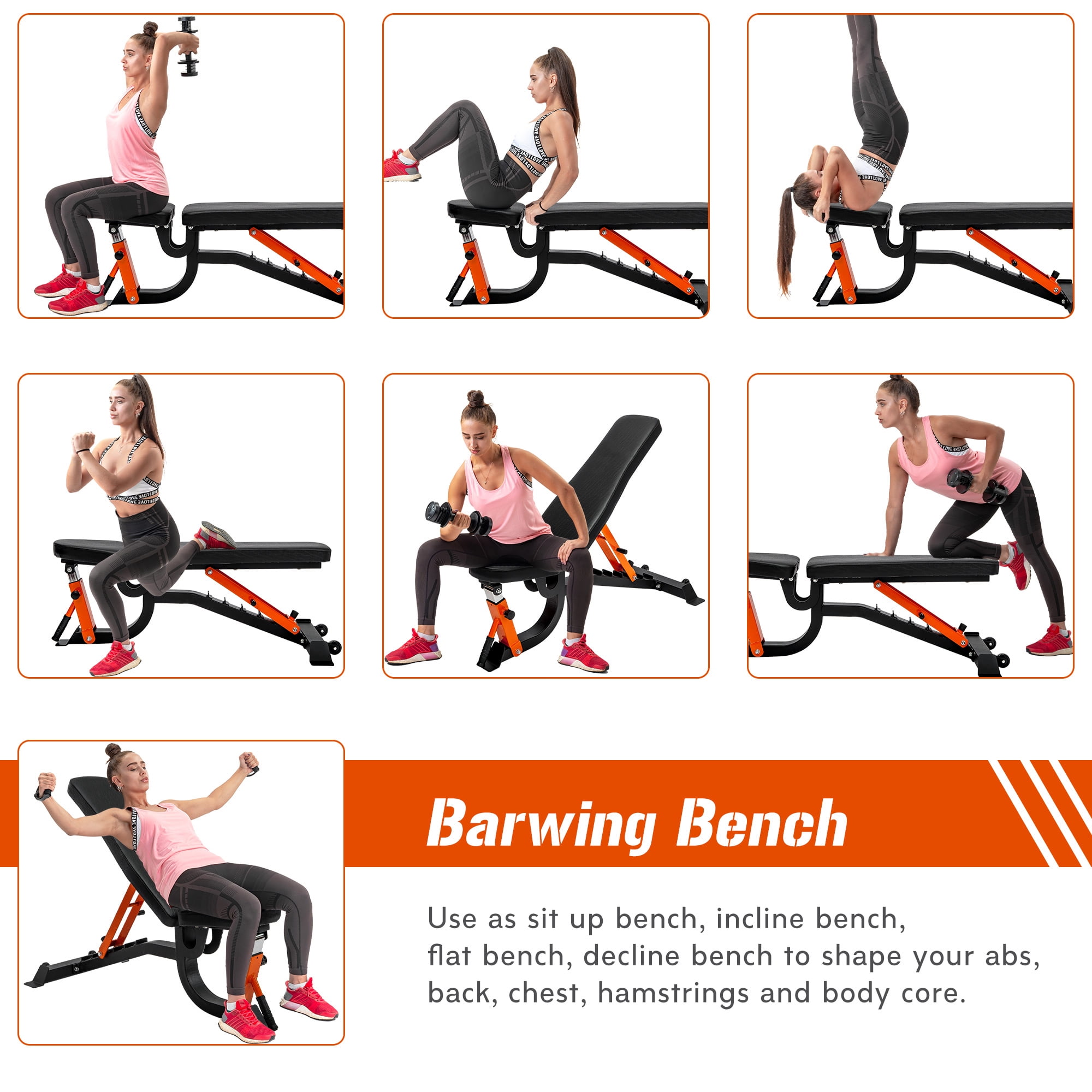 AMOSTBY Adjustable Weight Bench for Home Gym 600 lbs weight capacity
