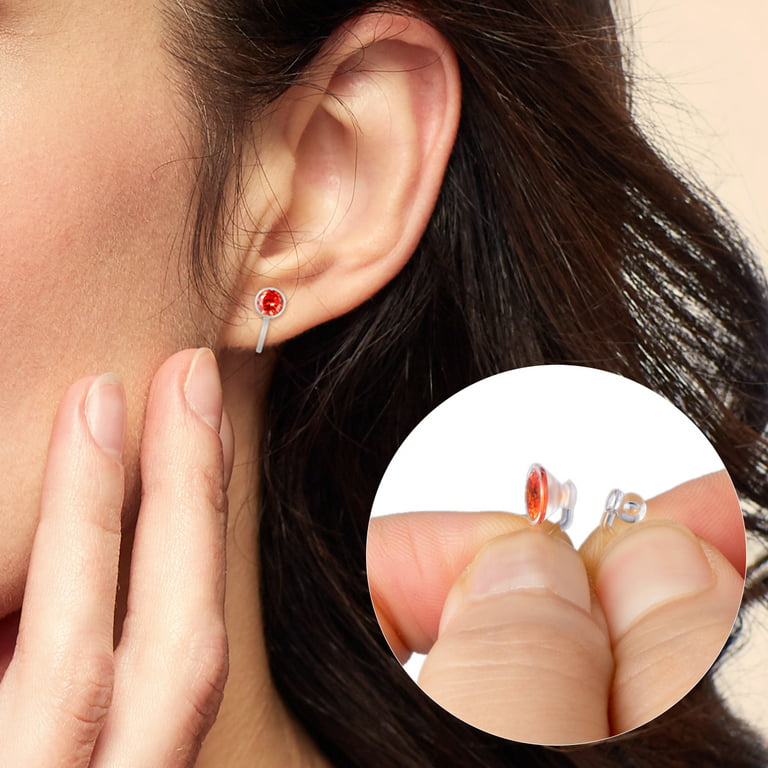 12 Pairs Invisible Plastic Clip on Earrings for Sensitive Ears, Cubic Zirconia Birthstone Stud Earrings Set for Non Pierced Ears Women Girls, Women's