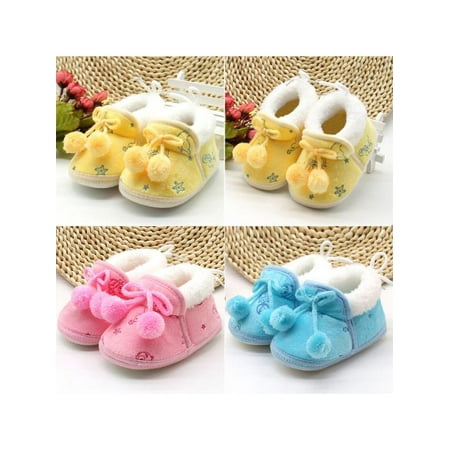 

Booties Snow Crib Pram Shoes Warm Winter Faux Fur Lined Boots for Newborn Baby Girl