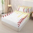 thumbnail image 2 of Homewish Yellow Drippy Baseball Stitch Print Zipper Full Size Comforter Sets with Fitted Sheet and 2 Pillowcases,Sports Monogram Zipper Bedding Set For Kids Boys And Girls,Reversible,4-Piece, 2 of 7