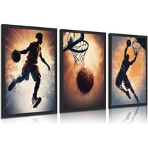 3pcs Basketball Canvas Wall Art Basketball Posture Sports Posters Prints Youth Basketball Room Wall Decor Pictures For Sports Teens Boys Man Cave Home Decor(Only canvas)