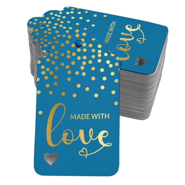 Inkdotpot Made With Love Text Bottle Tag Real Gold Foil Favor Hang Tags 50 Pcs
