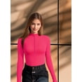 thumbnail image 6 of MOYIKO Mock Turtleneck for Women Zip up Long Sleeve Body Suits Womens Fitted Tight Tops, 6 of 7