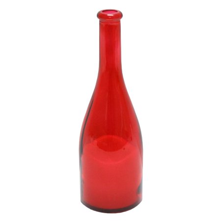 Roman 164519 - 10" x 3.4" Red Glass Wine Bottle Battery Operated Candle