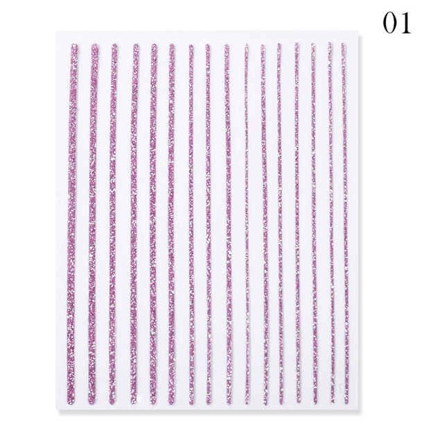 Calcomanías de uñas 3D francesas, pegatinas de línea de rayas, puntas francesas, decoración de uñas, decoración de manicura, pegatinas reflectantes doradas con purpurina Tan Jianjun unisex