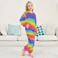 thumbnail image 6 of Fluffy Pajamas Set Fuzzy Winter Warm Pj Sets Pullover Tops and Long Pants Watercolor Rainbow Colors Large, 6 of 8