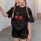 thumbnail image 5 of Conjuntos de blusas y camisas de cuello redondo y manga corta para niños, conjunto de dos piezas de top y pantalones cortos de manga corta con cuello redondo y manga corta para niños, top de poliéster, 5 of 6