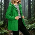 thumbnail image 5 of Plus Size Jackets for Women Casual Hooded Waterproof Regular Long Sleeve Solid Color Outdoor Hiking Drawstring Windbreaker with Pockets, 5 of 10