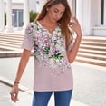 thumbnail image 6 of IYYVV Short Sleeve T Shirt for Women Summer Top 2026 Plus Size Casual Button V-Neck Loose Fit T Shirt Floral Graphic Shirt Pink S, 6 of 6