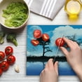 thumbnail image 3 of Nature Cutting Board, Man with the Dog Walking by the Lake with Tree Reflection Moon Sky Print, Decorative Tempered Glass Cutting and Serving Board, Large Size, Sky Blue Black White, by Ambesonne, 3 of 5