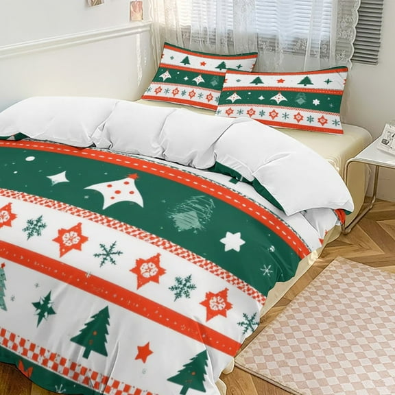 Christmas Tree And Snowflake Pattern Bedding Set Couple Bedclothes Pillowcase Customized Home Textiles Bed Set for Bedroom Decoration