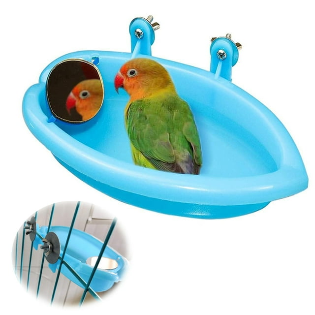 Bird Bath Tub with Mirror,Bird Cage Hanging Bath Bathing Box for Small