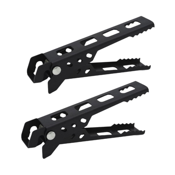 2 piezas de pinzas para ollas y sartenes de camping, soporte para utensilios de cocina, abrazadera antiescaldaduras para sartenes Negro
