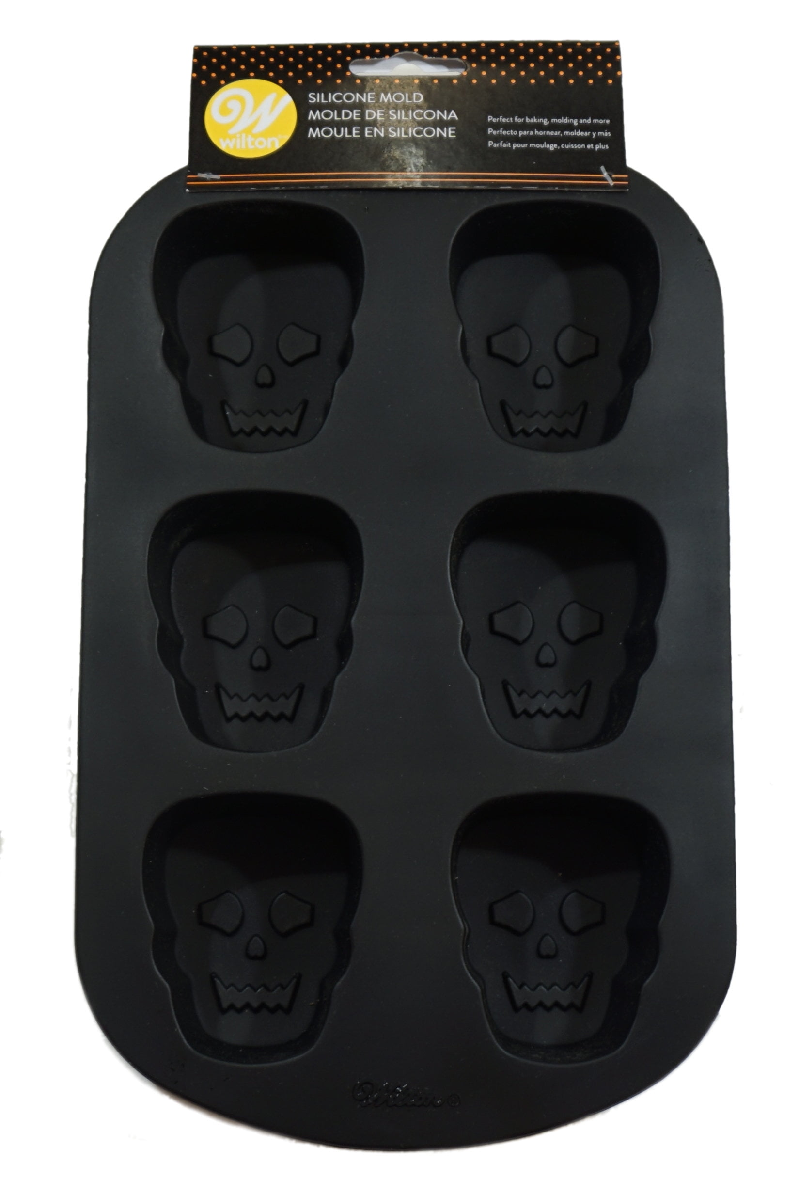 Wilton Silicone Halloween Skull, 6 Cavity Candy Mold, 210500467