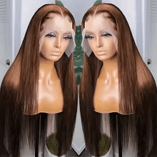 Chocolate Brown Lace Front Wigs Human Hair Pre Plucked 13x6 Straight Lace Front Wigs Human Hair 200% Density Colored #4 Light Brown Glueless Wig HD Lace Frontal Wigs for Women 36inch