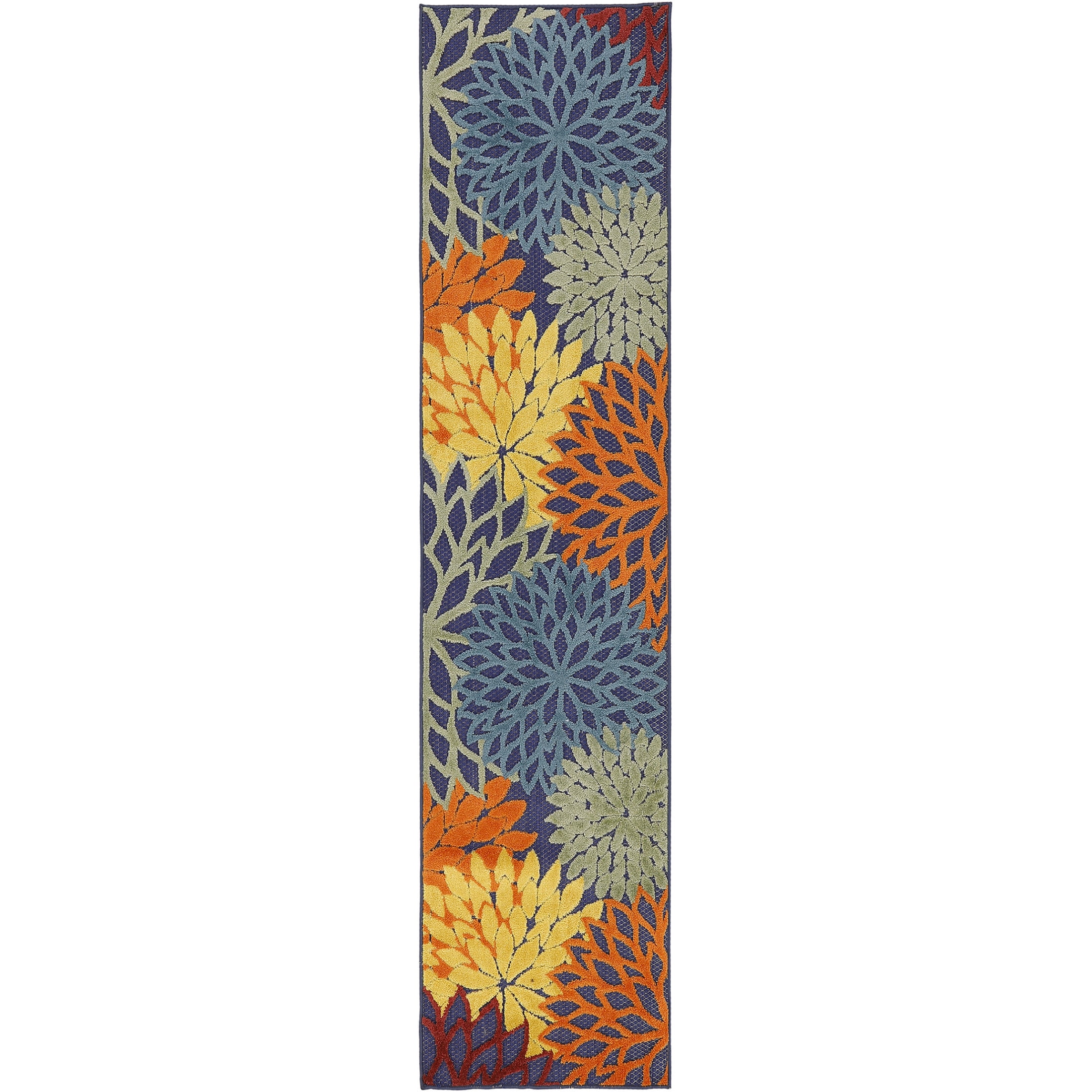 Nourison Aloha 2'3" x 10' Navy Multicolor Outdoor Rug